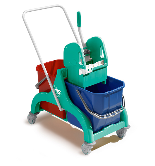 Carrello professionale per le pulizie Nick verde 30 lt con maniglia reversibile