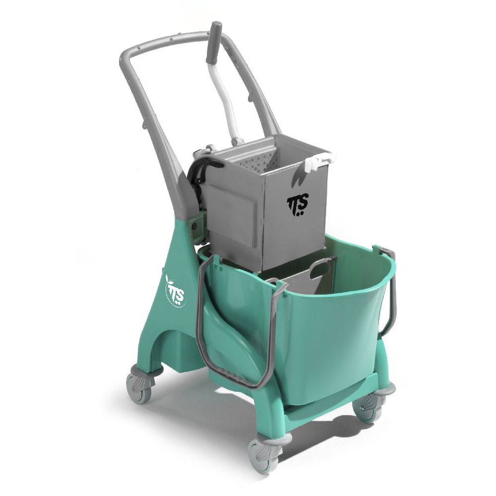 Carrello professionale per le pulizie Nick verde 28 lt con strizzatore O-Key e maniglia U