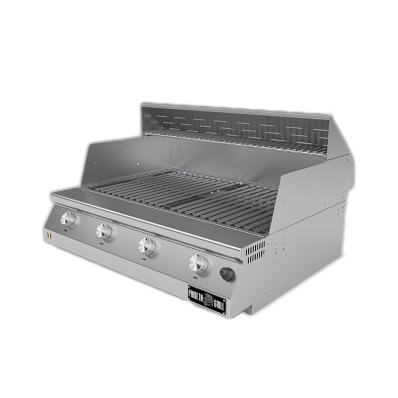 Barbecue a gas Fry Top 750 Basic da appoggio 4 bruciatori senza coperchio con griglia scolo a V