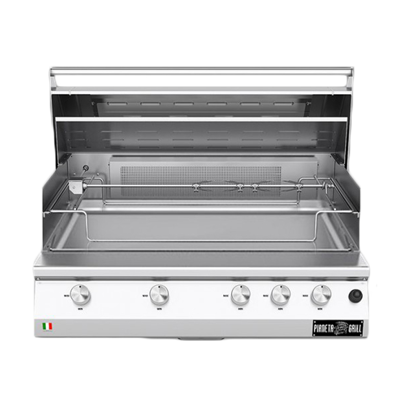 Barbecue a gas Fry Top 750 Range da appoggio 5 bruciatori con piastra Teppanyaki