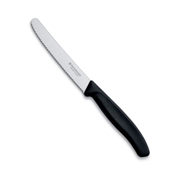 Coltello da tavola ondulato nero manico ergonomico - Victorinox Swissclassic