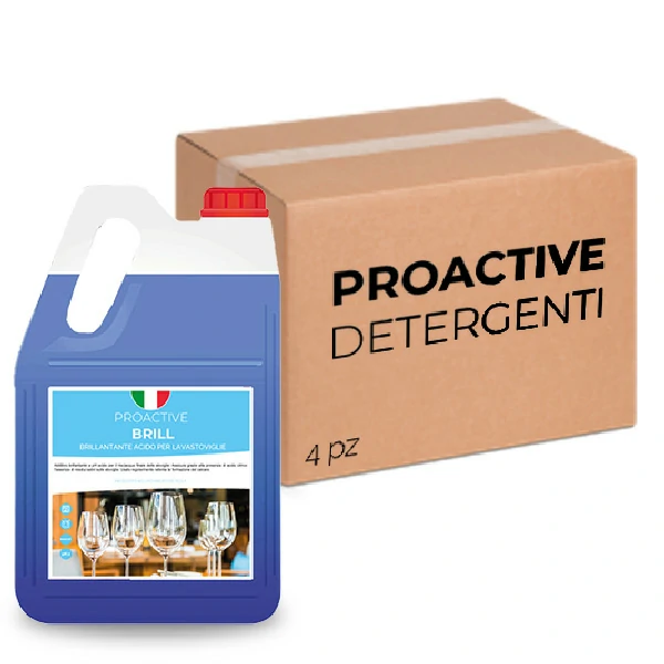 Scatola 4 taniche di brillantante per lavastoviglie professionale ProActive Brill 5 litri