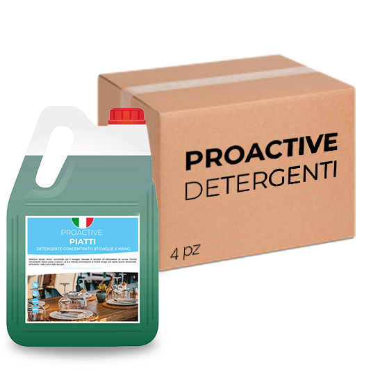 Scatola 4 taniche di detergente per stoviglie a mano ProActive Piatti 5 litri