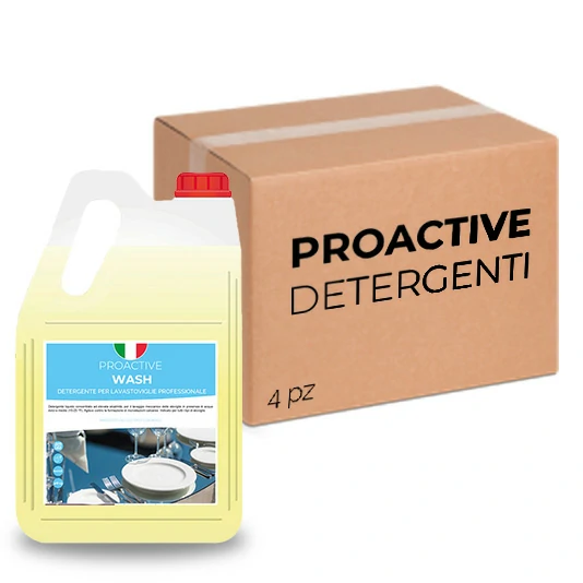 Scatola 4 taniche di detergente per lavastoviglie professionale ProActive Wash 5 litri