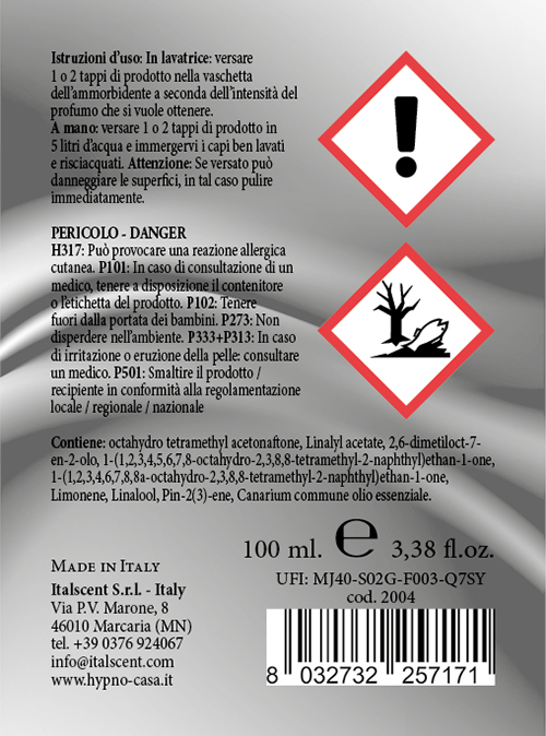 Profumo per lavatrice concentrato Cuore di Bergamotto 100 ml