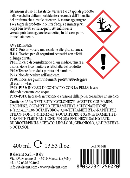 Profumo per lavatrice concentrato oro e mirra 400 ml