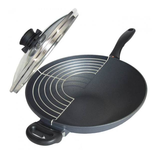 Pentola wok a induzione + coperchio e griglia 5 Lt. - Swiss Diamond 